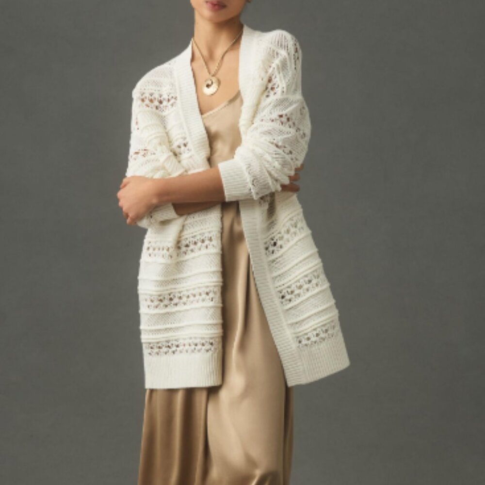 NWT - Maeve Oversized Textured Open-Stitch Cardigan Sweater